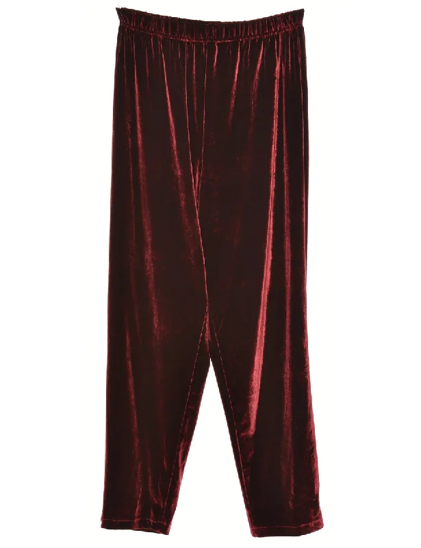 Deal Dash Velvet Fabric Maroon Trousers - W30 L35