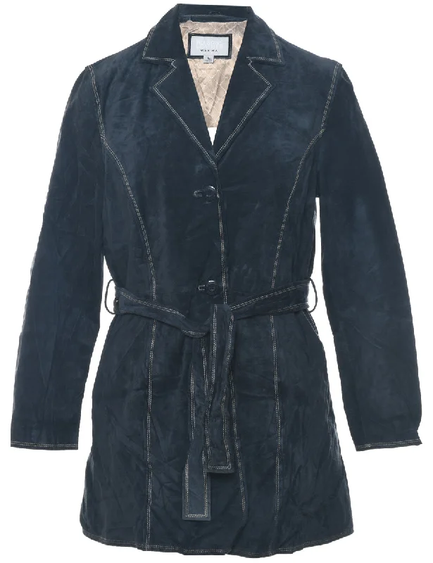 Hot Buy Wilson Navy Belt Fasten Suede Jacket - L