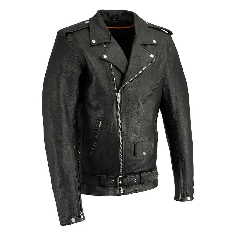 Midnight Sale Milwaukee Leather LKM1711TALL Men's Black Tall-Sizes Side Lace Police Style Leather Jacket Midnight Sale Milwaukee Leather LKM1711TALL Men's Black Tall-Sizes Side Lace Police Style Leather Jacket