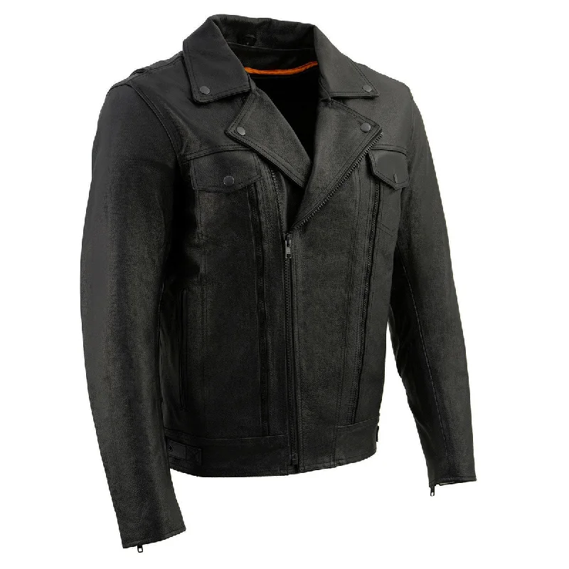 Low Price Milwaukee Leather LKM1760 Men's Black Leather Motorcycle Riders Jacket w/ Multi-Utility Pockets Low Price Milwaukee Leather LKM1760 Men's Black Leather Motorcycle Riders Jacket w/ Multi-Utility Pockets