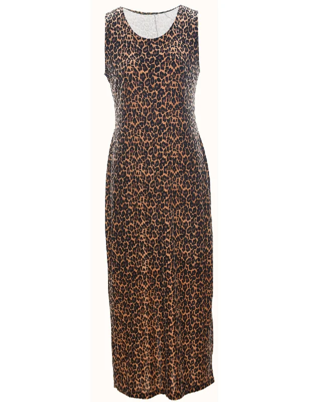 Low Prices Velvet Leopard Print Evening Dress - S
