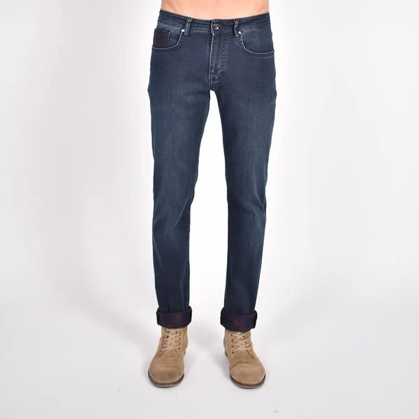 Weekend Offers That Amaze Navy Slim Fit Jeans With Inside Ankle Print #EIG-45
