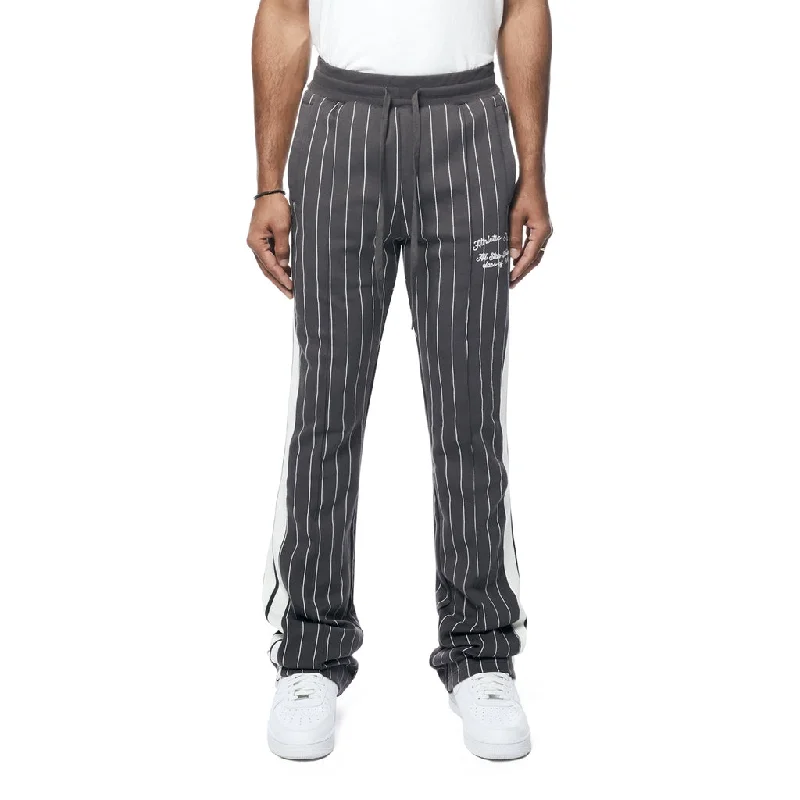 Deal Frenzy Stacked Pin Striped Varsity Track Pants - Pavement