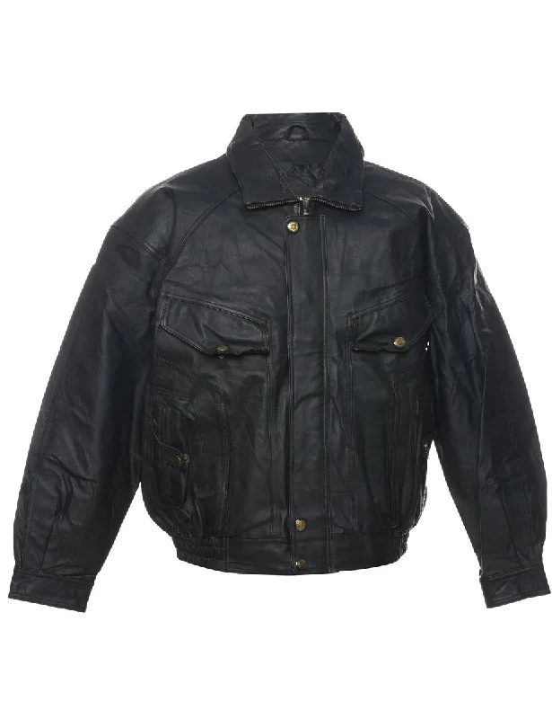 Value Deals Zip Front Leather Jacket - XL