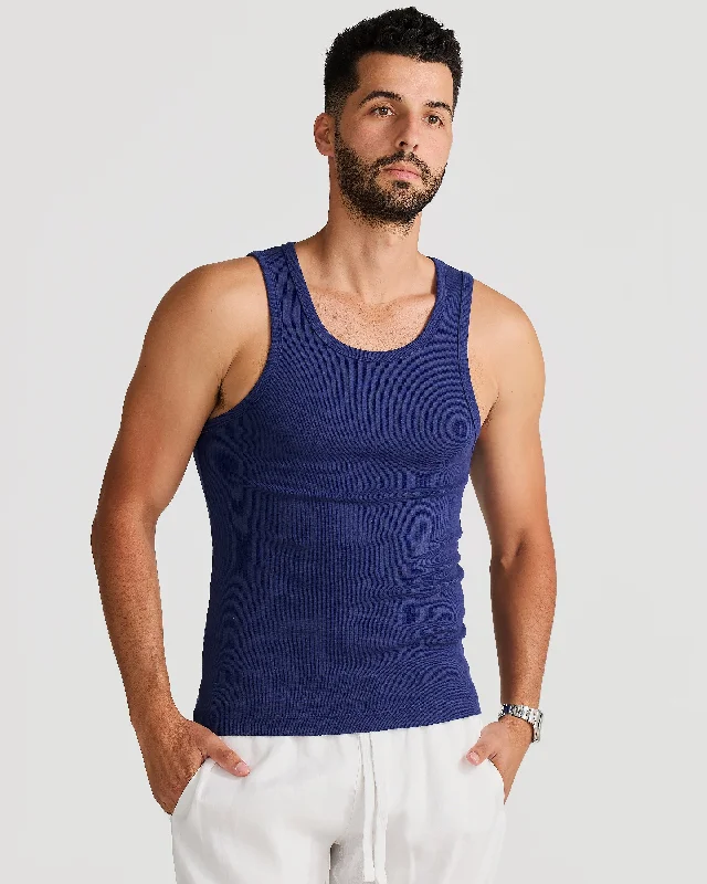 Sale Alert Rib Singlet Navy