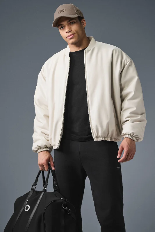 Instant Deal Faux Leather Premier Bomber - Bone