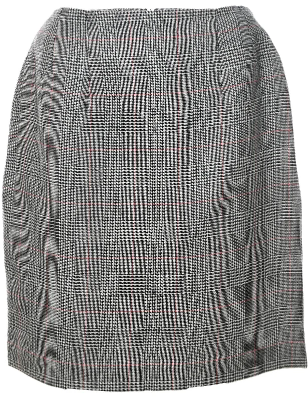 Weekend Offers That Tempt Wool Checked Pencil Skirt - M