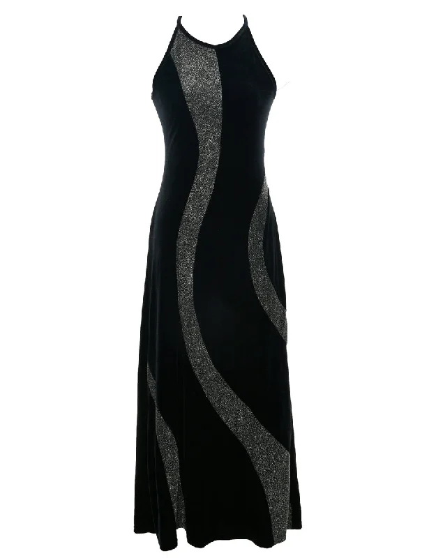 Lowest Price Velvet Lurex Thread Pattern Evening Dress - XS