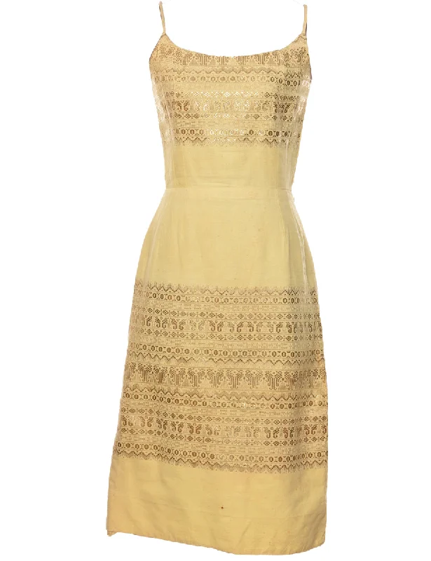 Best Seller Yellow Strappy Lace Dress - XS