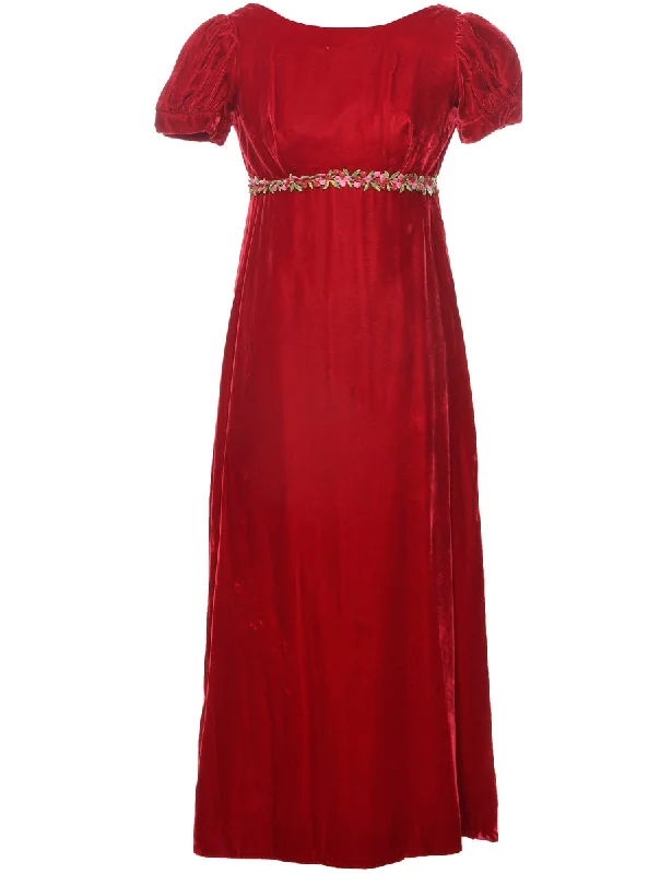 YEAR-End Clearance Velvet Red Evening Dress - XS