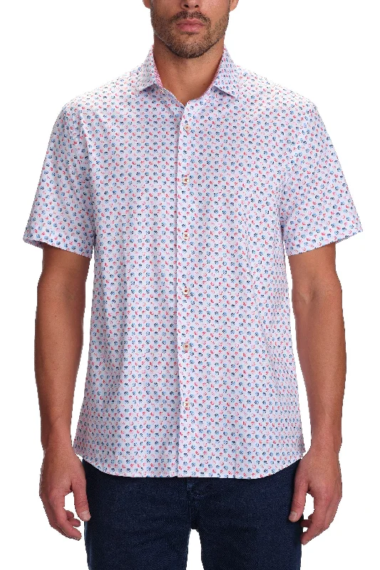 Special Offer Red Blue Stretch Short Sleeve Shirt