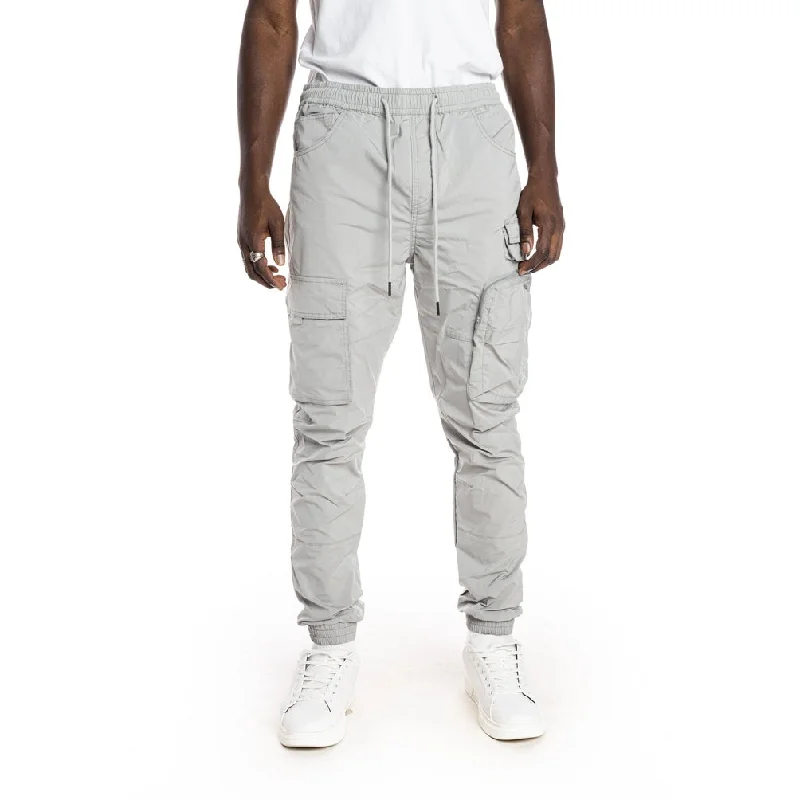 Price Buster Slim Multi Pocket Cargo Windbreaker Joggers - Light Grey