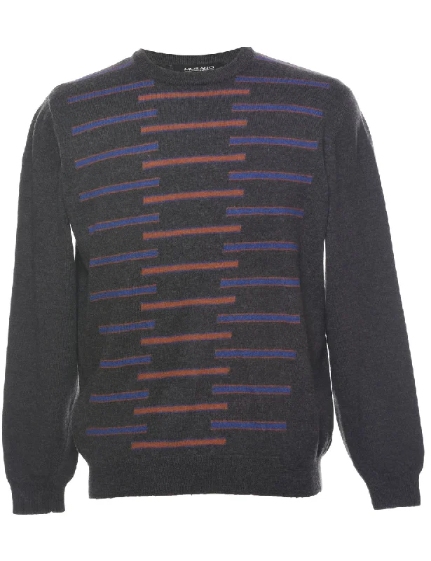 Weekend Discounts to Delight Wool Murano Stripy Pattern Jumper - L