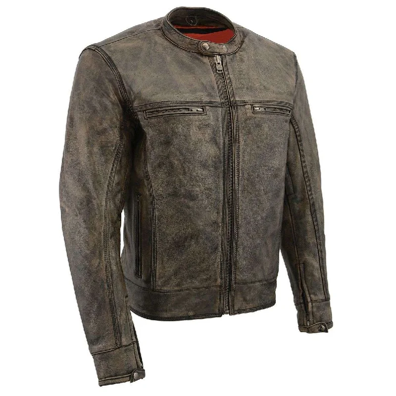 Flash Deals Milwaukee Leather MLM1550 Men's Vented Black-Beige Distressed Leather Scooter Style Motorcycle Jacket w/ Liner Flash Deals Milwaukee Leather MLM1550 Men's Vented Black-Beige Distressed Leather Scooter Style Motorcycle Jacket w/ Liner