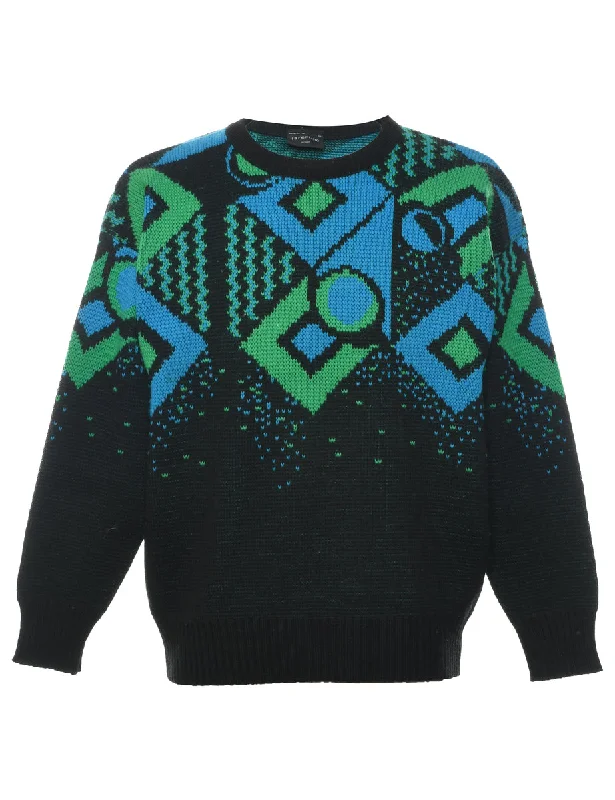 Weekend Deals That Sparkle Wool Geometric Pattern Jumper - M
