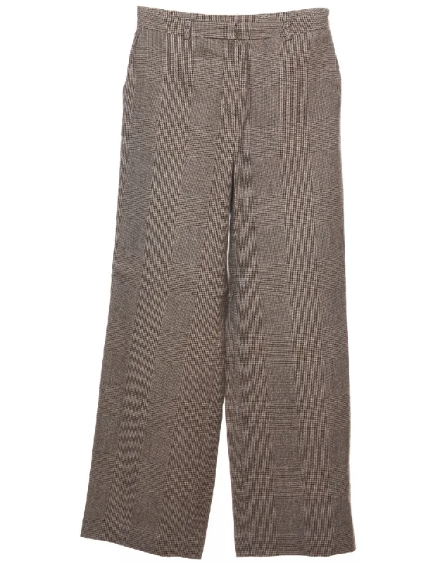 Midnight Madness Wool Talbots Light Brown Checked Trousers - W28 L31
