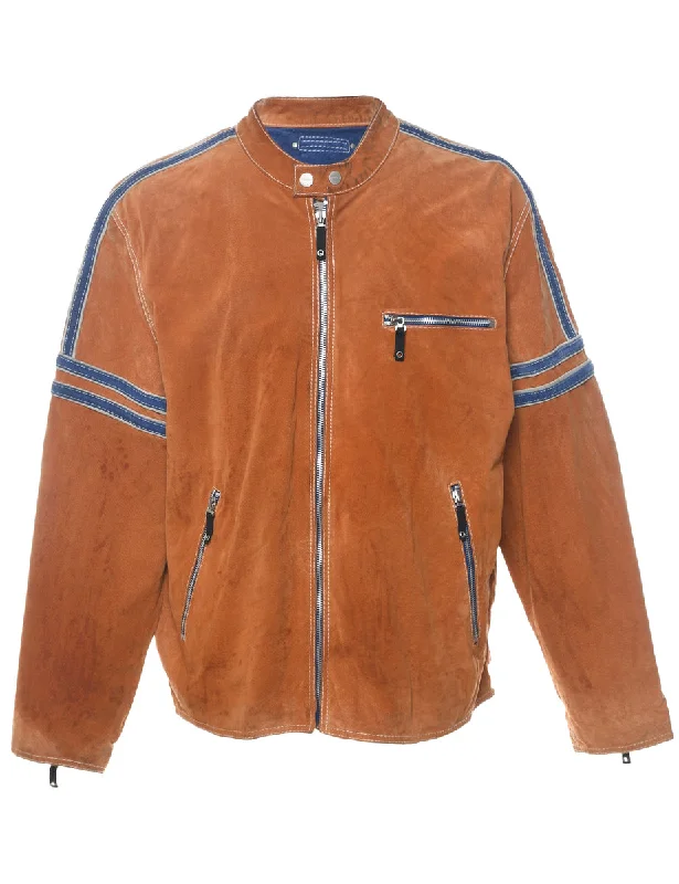 Half Price Wilson Light Brown & Blue Suede Racing Jacket - L