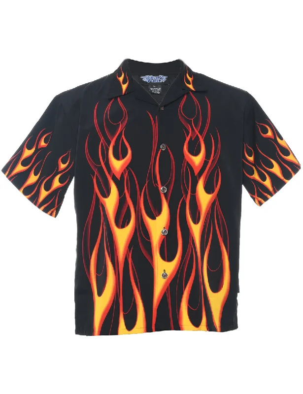 Best Choice Y2K Black Flame Print Shirt - L