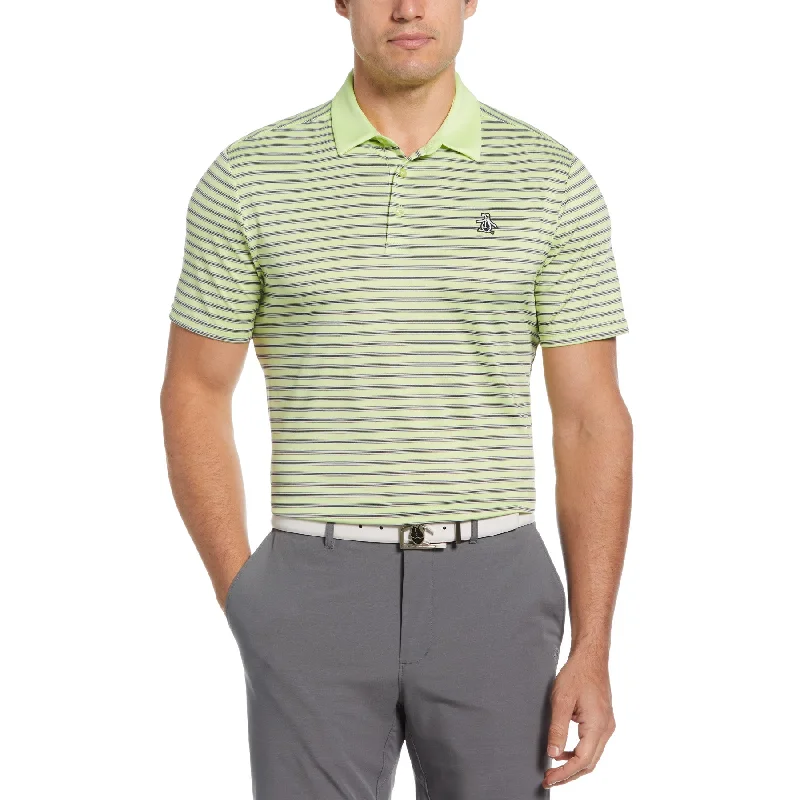 Deal Explosion Heritage Stripe Solid Collar Golf Polo Shirt In Shadow Lime