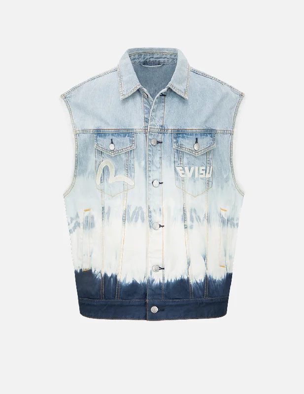 Price Drop Daicock Insert Tie-dye Denim Vest