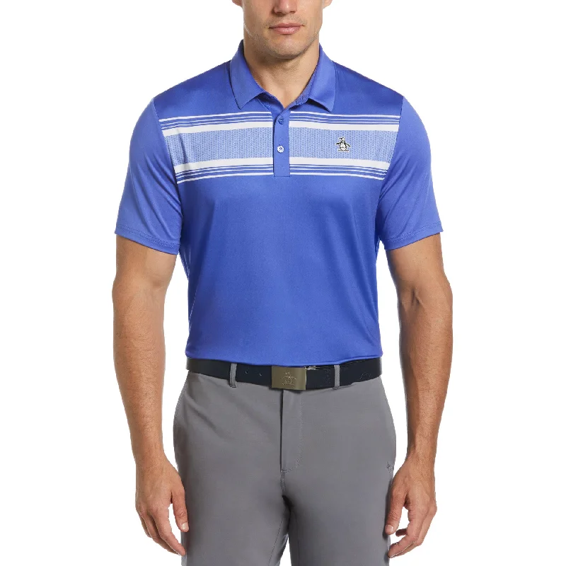 Midnight Madness Jack’s Stripe Print Golf Polo Shirt In Amparo Blue