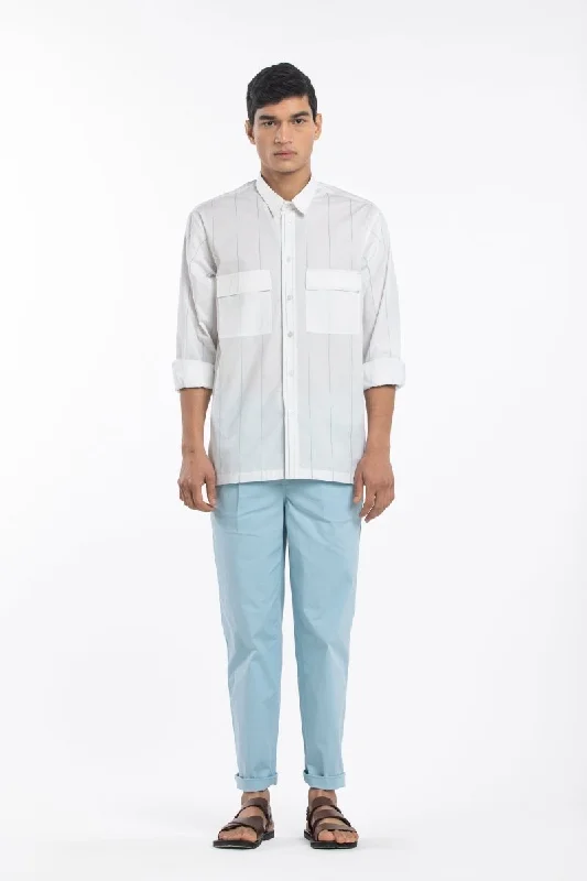 Sneak Peek Sale Linear Embroidered Shirt- White