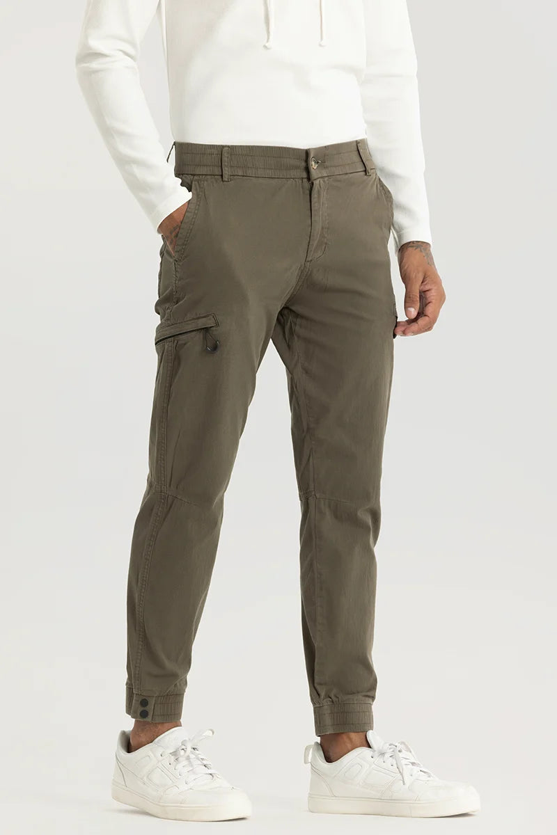 Extra Discount Enchant Olive Plain Slim Fit Cargo Pants