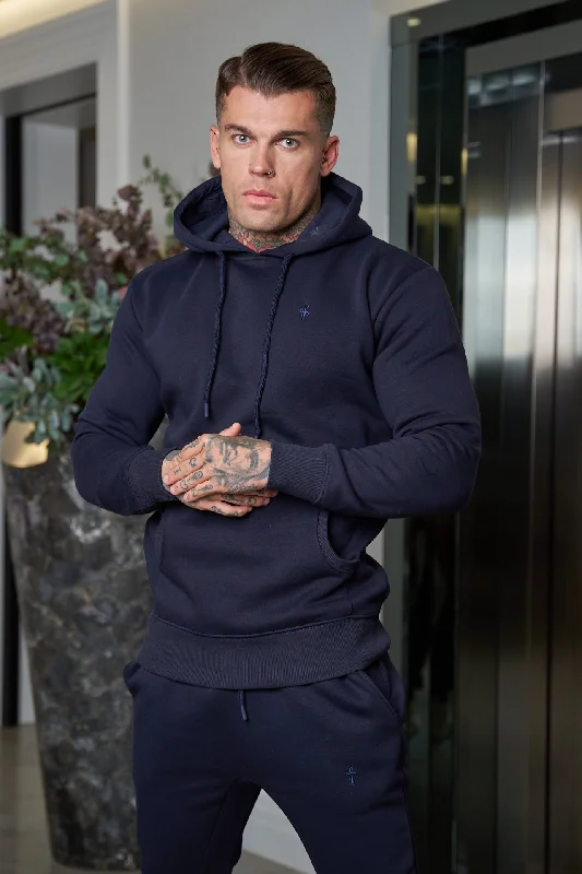 Sale Event Father Sons Navy Kangaroo Hoodie Top with FS Embroidery - FSH699