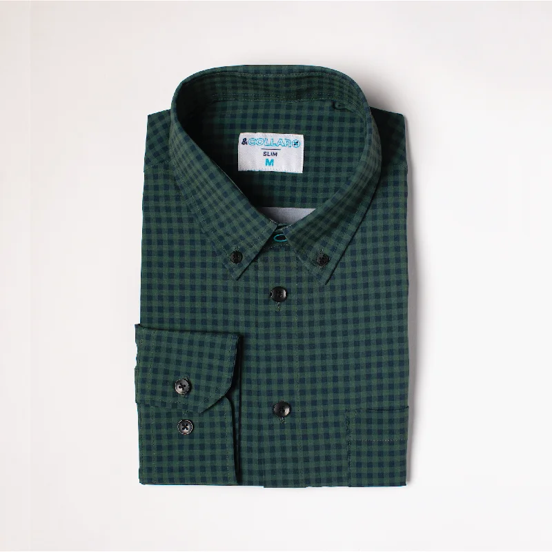 Weekend Savings Sensation Range Shirt - Forest Green and Navy Gingham