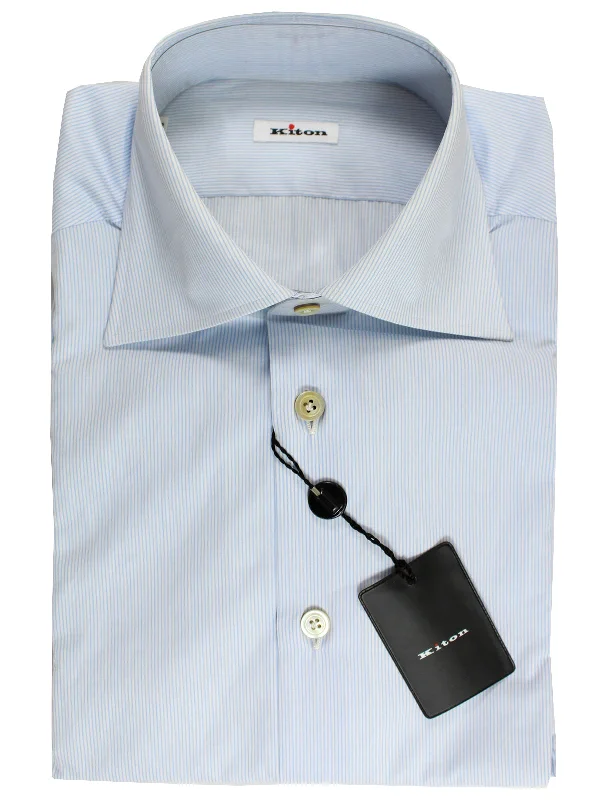 Weekend Savings Extravaganza Kiton Dress Shirt White Blue Stripes Spread Collar 38 - 15 Weekend Savings Extravaganza Kiton Dress Shirt White Blue Stripes Spread Collar 38 - 15