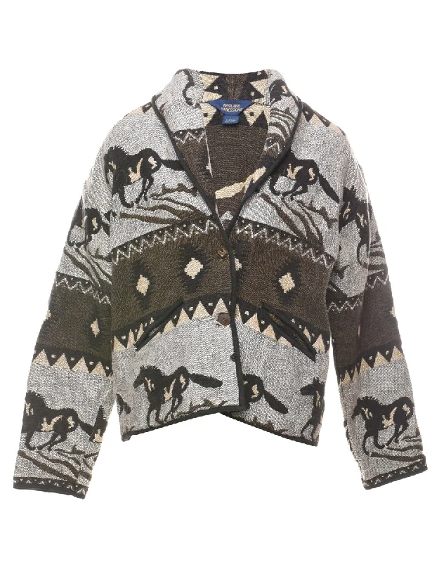 Discount Mania Western Horse Design Tapestry Jacket - L