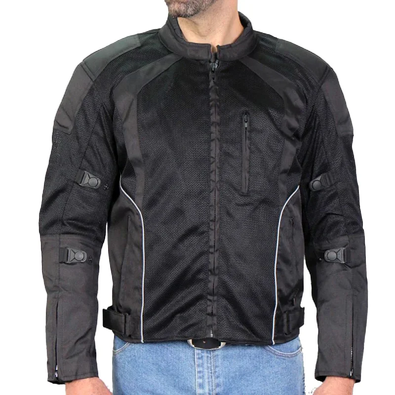 Final Sale Hot Leathers JKM1025 Men’s Black Armored Nylon Mesh Jacket with Reflective Piping and Concealed Carry Pocket Final Sale Hot Leathers JKM1025 Men’s Black Armored Nylon Mesh Jacket with Reflective Piping and Concealed Carry Pocket
