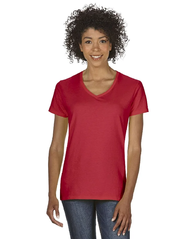 Don't Wait Gildan Ladies Heavy Cotton 5.3 oz. V-Neck T-Shirt | Red