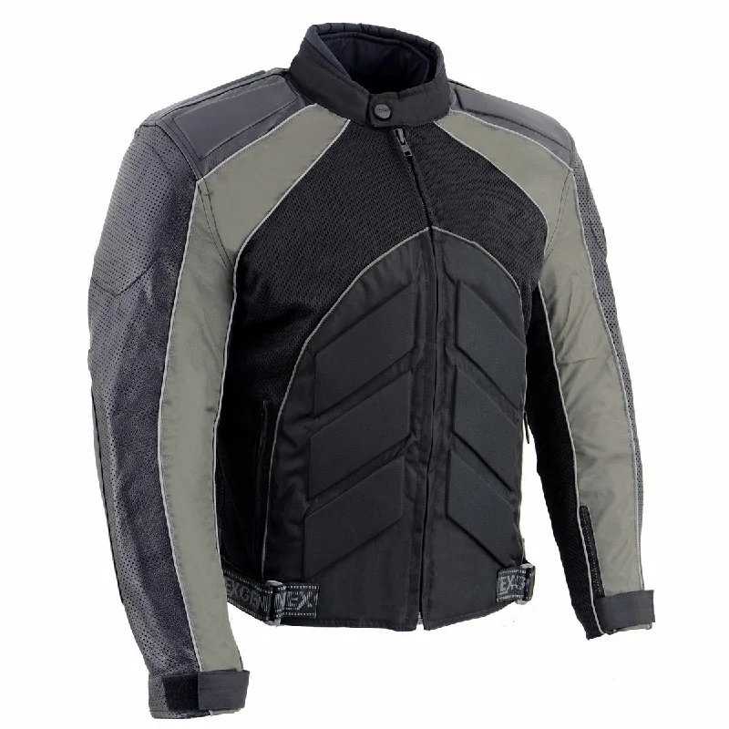 Act Fast NexGen SH2153 Men's Black and Grey CE Armored Motorcycle Textile and Leather Combo Jacket Act Fast NexGen SH2153 Men's Black and Grey CE Armored Motorcycle Textile and Leather Combo Jacket