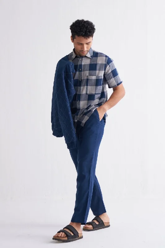 Inventory Reduction Camp Collar Shirt - Navy Check