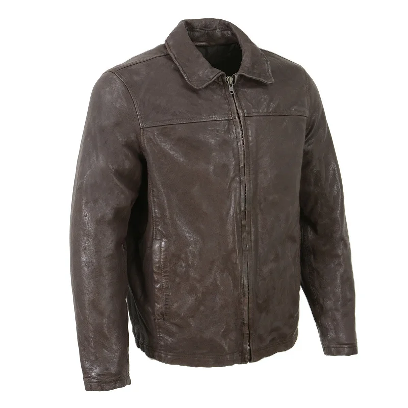 Great Bargains Milwaukee Leather Vintage SFM1804 Men's Classic Brown Zipper Front Jacket with Shirt Collar Great Bargains Milwaukee Leather Vintage SFM1804 Men's Classic Brown Zipper Front Jacket with Shirt Collar