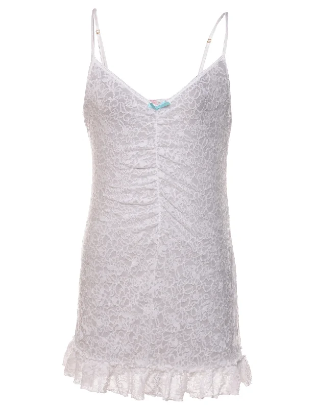 Stock Up White Lace Strappy Slip Dress - M