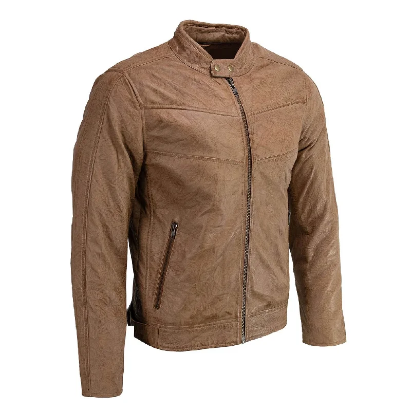 Now or Never Milwaukee Leather SFM1835 Men's Saddle ‘Cafe Racer’ Leather Jacket with Snap Button Collar