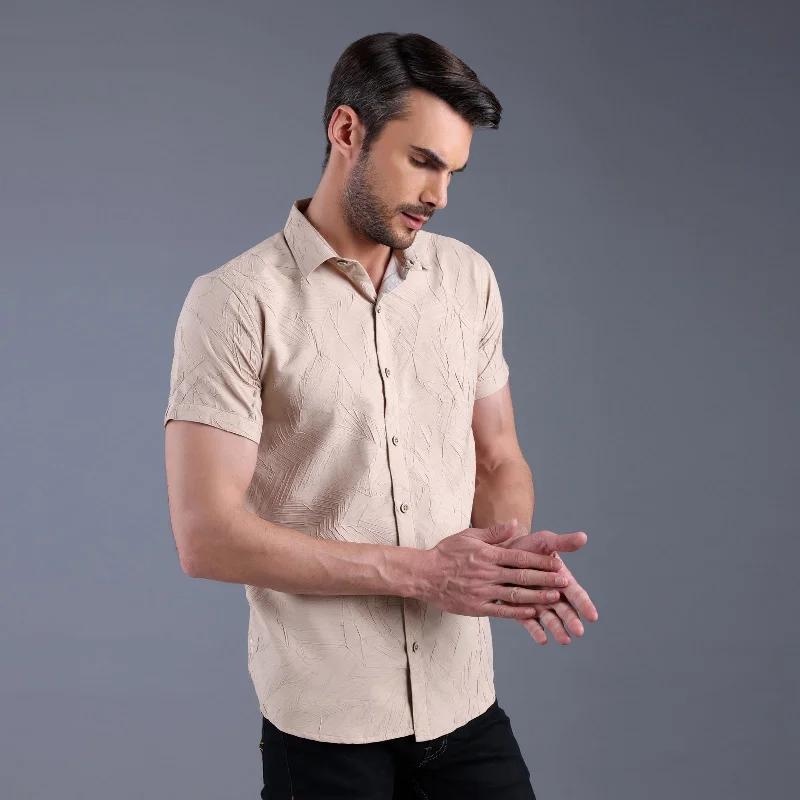 Deal Mania Coffee Coconut Textured Half shirt