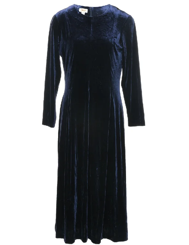 Savings Galore Velvet Navy Evening Dress - M