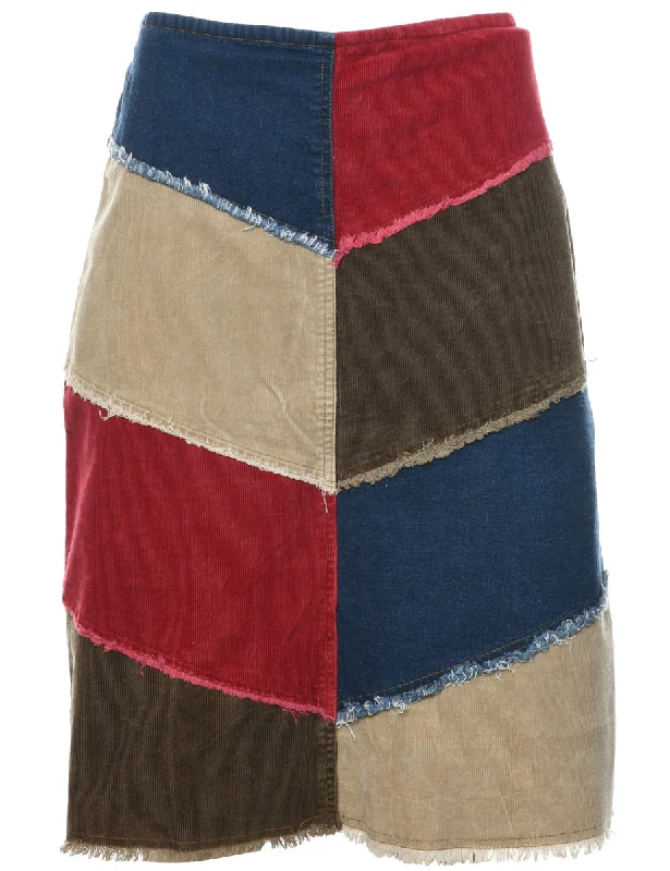 Low Cost Y2K Patchwork A-line Skirt - L