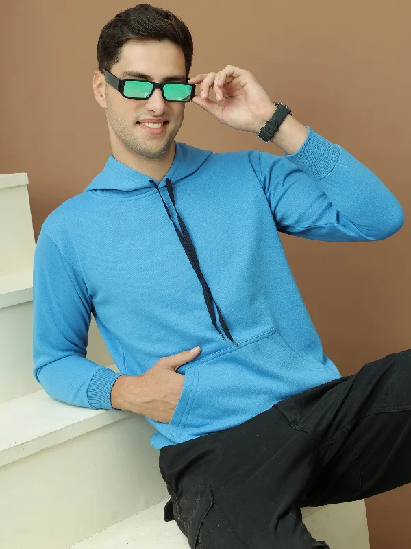 Weekend Savings Bonanza VimaL Jonney Regular Fit Blue Solid Hoodie For Men