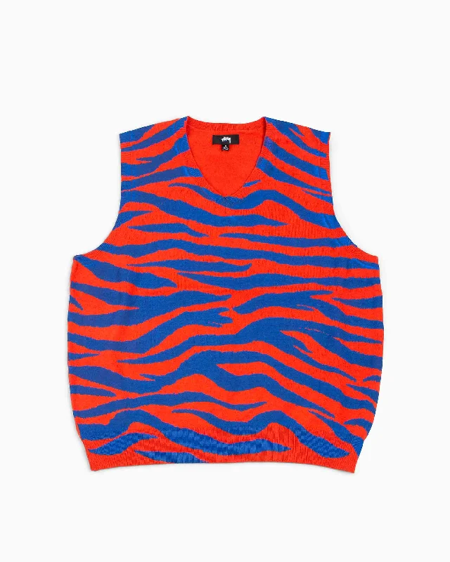 Hurry In Stüssy Tiger Printed Sweater Vest Red