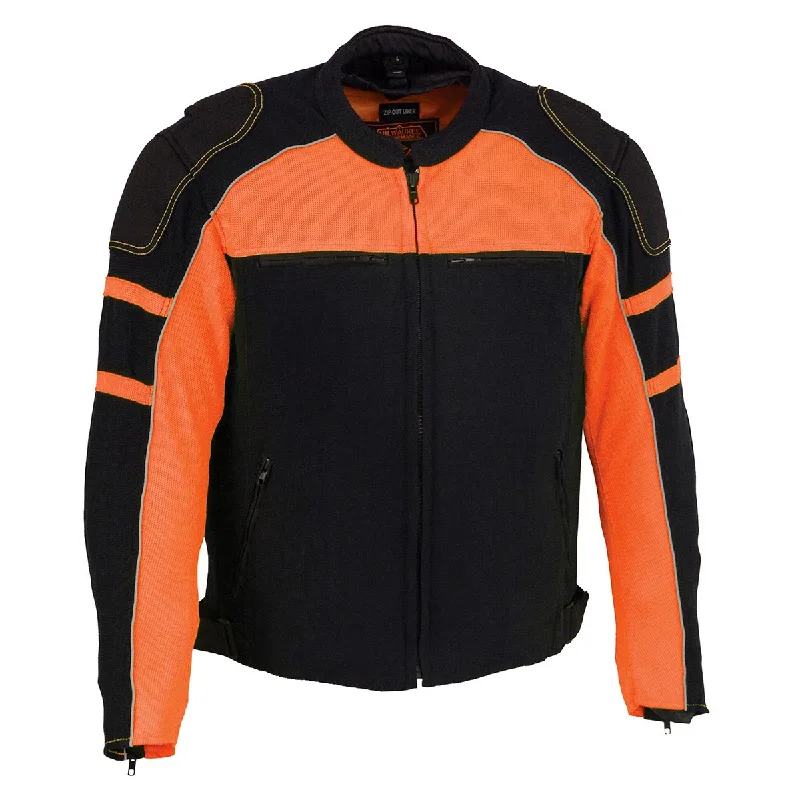 TIME-Limited Offer Milwaukee Leather MPM1791 Men's Black and Orange Textile Armored Motorcycle Riding Jacket TIME-Limited Offer Milwaukee Leather MPM1791 Men's Black and Orange Textile Armored Motorcycle Riding Jacket