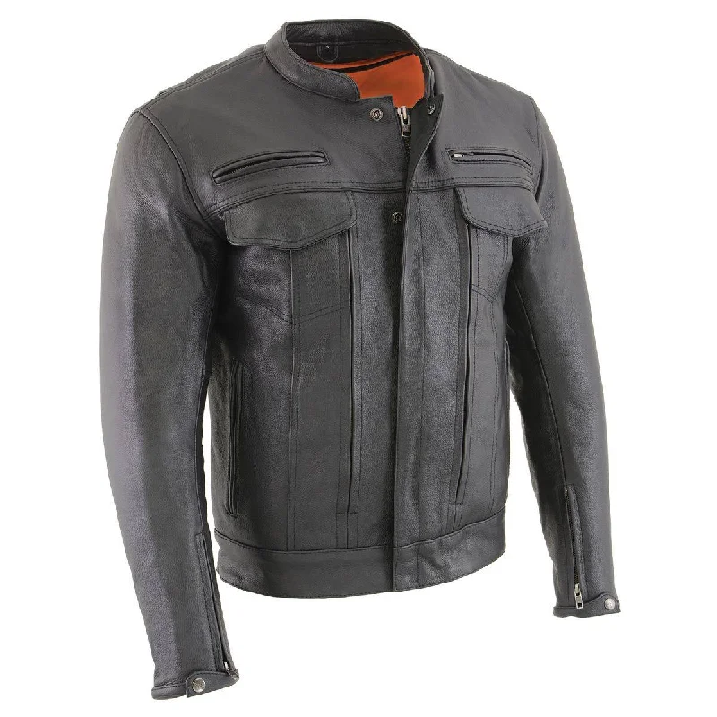 Online Specials Milwaukee Leather MLM1506 Men's 'Cool-Tec' Black Real Leather Scooter Style Motorcycle Jacket with Utility Pockets Online Specials Milwaukee Leather MLM1506 Men's 'Cool-Tec' Black Real Leather Scooter Style Motorcycle Jacket with Utility Pockets