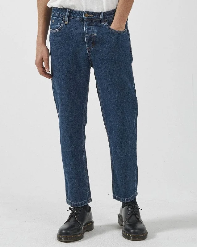 Discount Mania Chopped Denim Jean -  Dark Rinse Blue