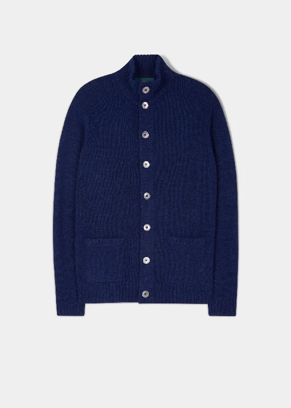 Clearance Sale Landford Men's Lambswool Buttoned Jumper In Indigo - Regular Fit