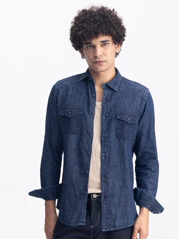 Now or Never Navy Plain Denim Shirt