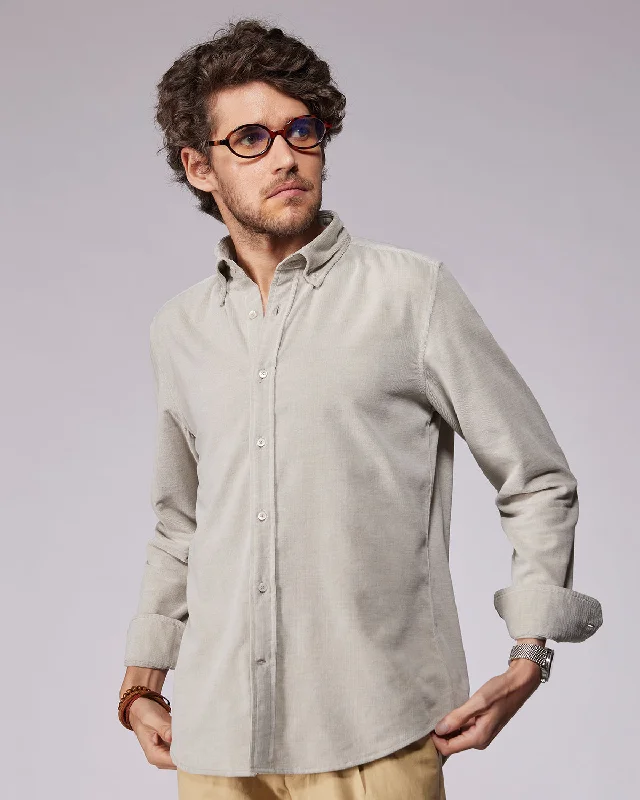 Clearance Items Beige Melange Corduroy Shirt