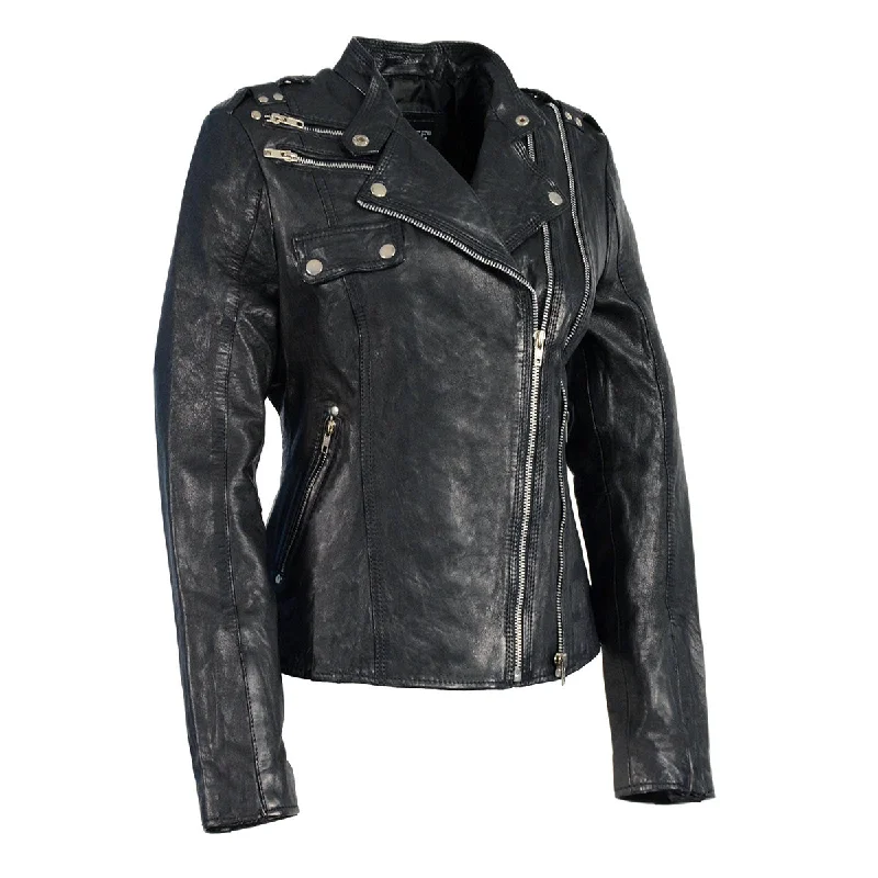 Exclusive Offer Milwaukee Leather Women's Black Leather Motorcycle Style Fashion Jacket with Asymmetrical Zipper SFL2845 Exclusive Offer Milwaukee Leather Women's Black Leather Motorcycle Style Fashion Jacket with Asymmetrical Zipper SFL2845